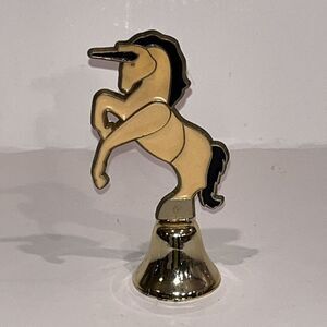 Enamel Brass Unicorn Bell 4.5" Height Trinket Whimsigoth Fairy Mystical Forest